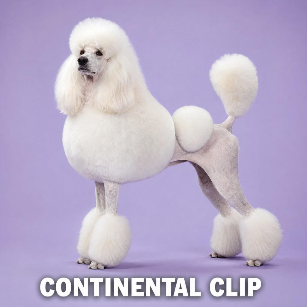 White show poodle in a continental clip