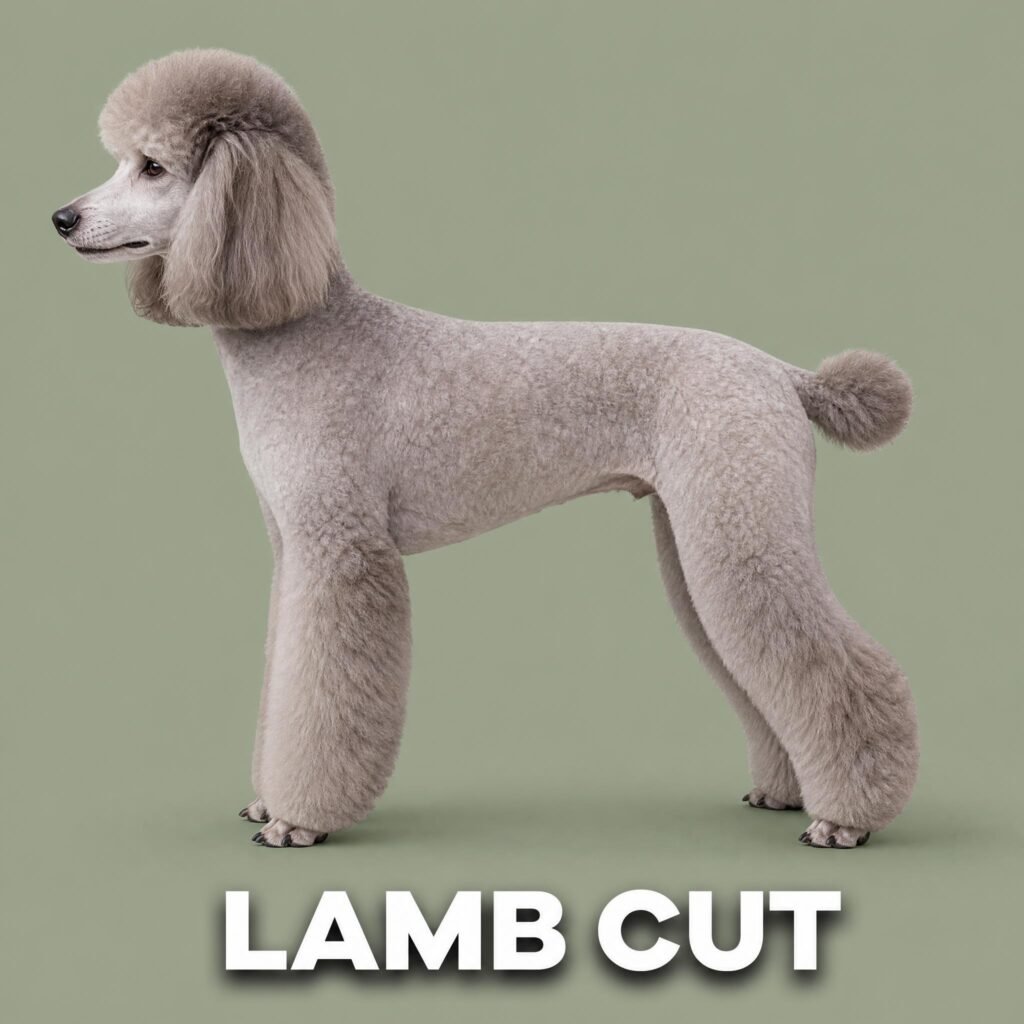 Gray poodle with a lamb cut