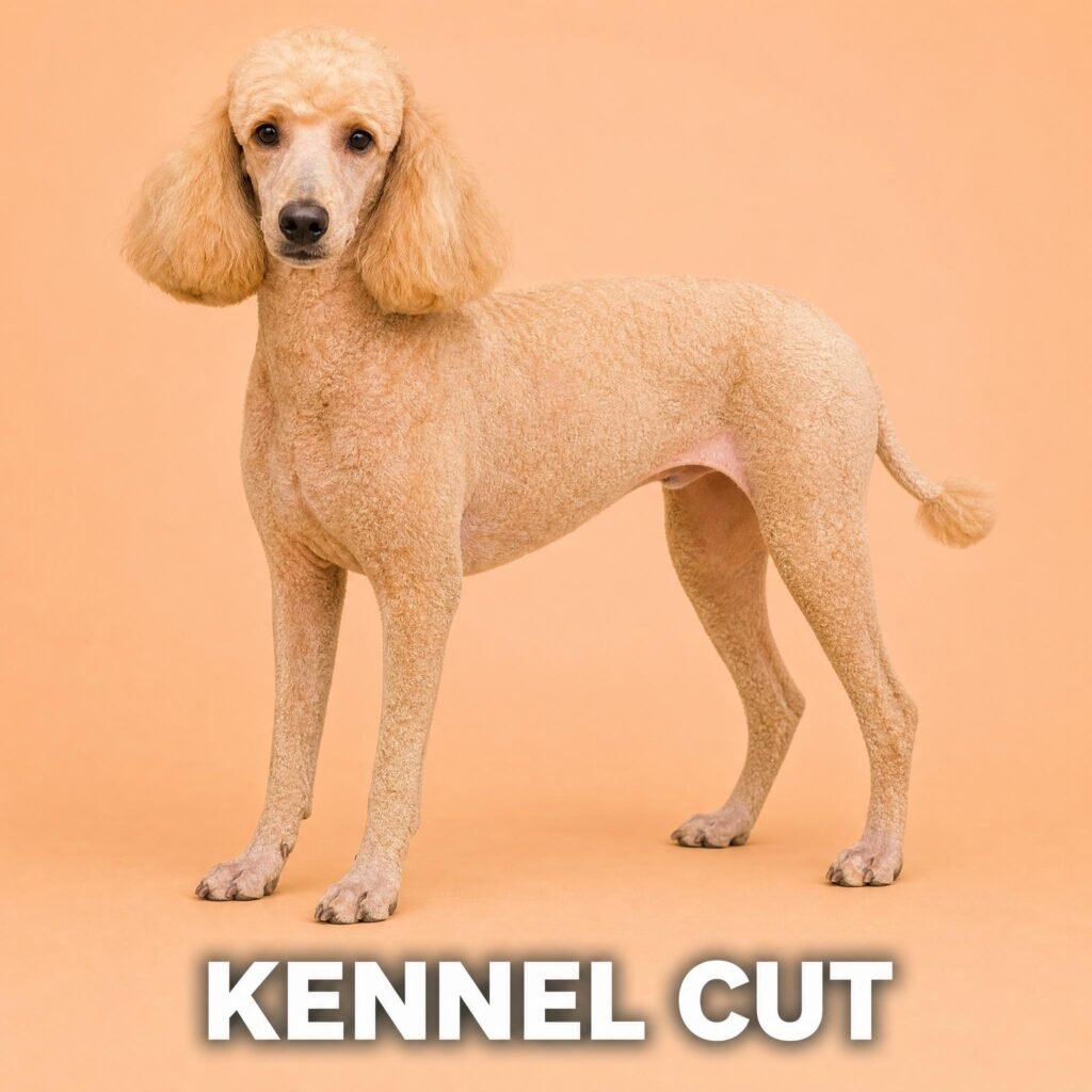 Apricot poodle with a kennel cut