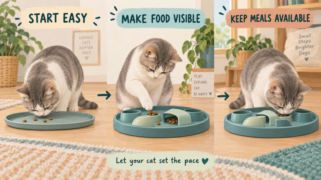 How to Introduce a Cat Puzzle Feeder: Make the First Try Easy