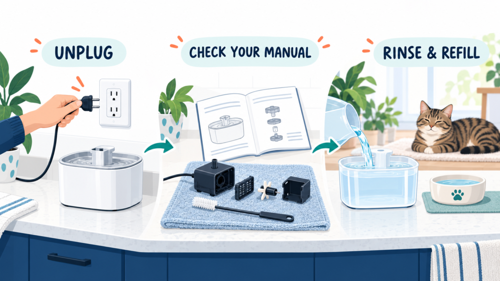 How to Clean a Cat Water Fountain: Check the Hidden Parts